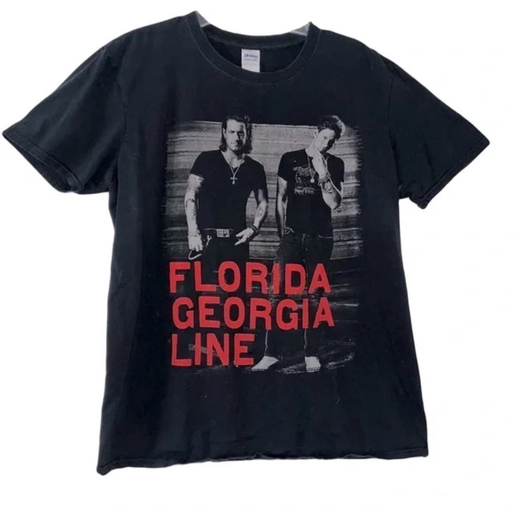 Gildan | Black Florida Georgia Line Short Sleeve Concert Tour Band Tee, Large